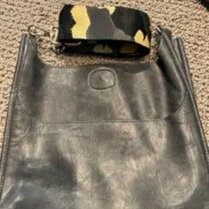 Classic Vegan Leather Messenger Bag with Interchangeable Adjustable Strap - GRAY